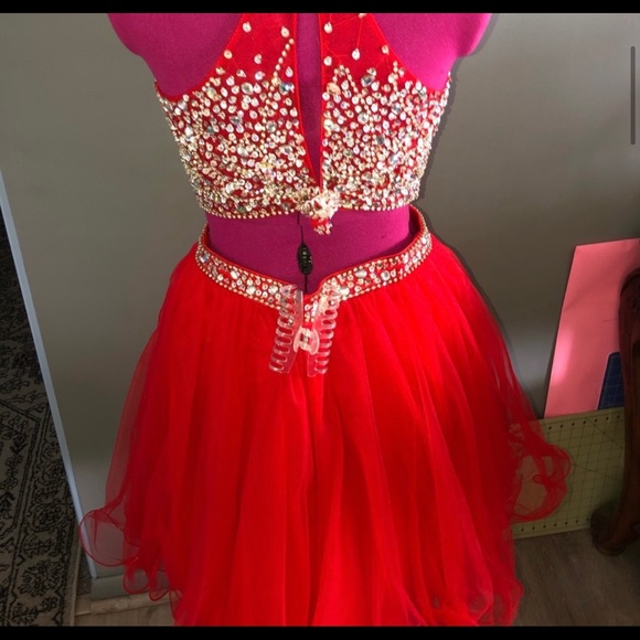 Red Formal Short Dress - Picture 4 of 11